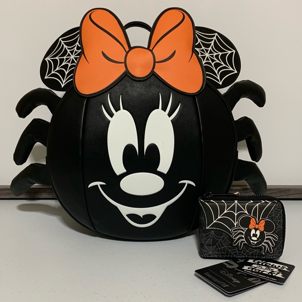 Loungefly Disney Minnie Mouse Spider Mini Backpack and Accordion Wallet